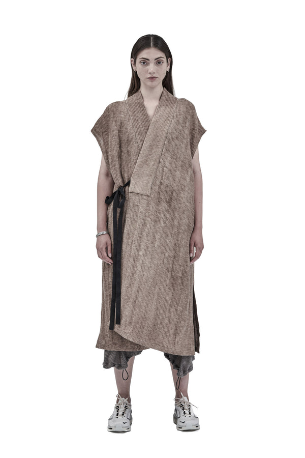 egin kimono dress linen blend sand